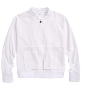 Zella Big Girls Batwing Bomber Jacket white L 10/12